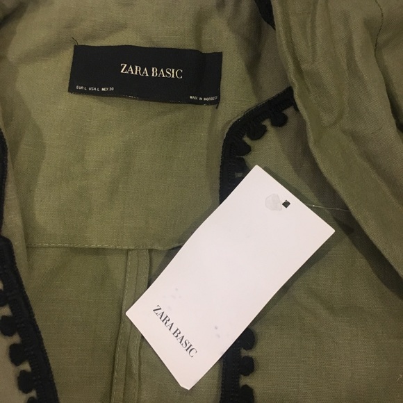 NWT ZARA Olive Green Linen blazer Jacket - Picture 10 of 14